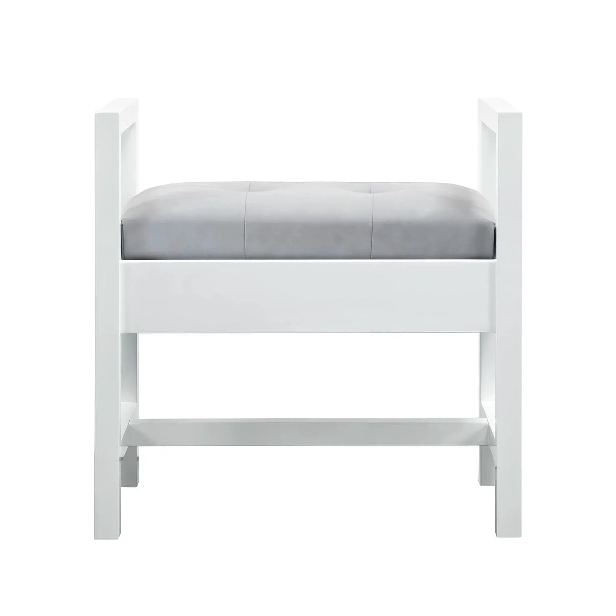 24.5 Inch Addison Upholstered Bench - Glossy White Image 1