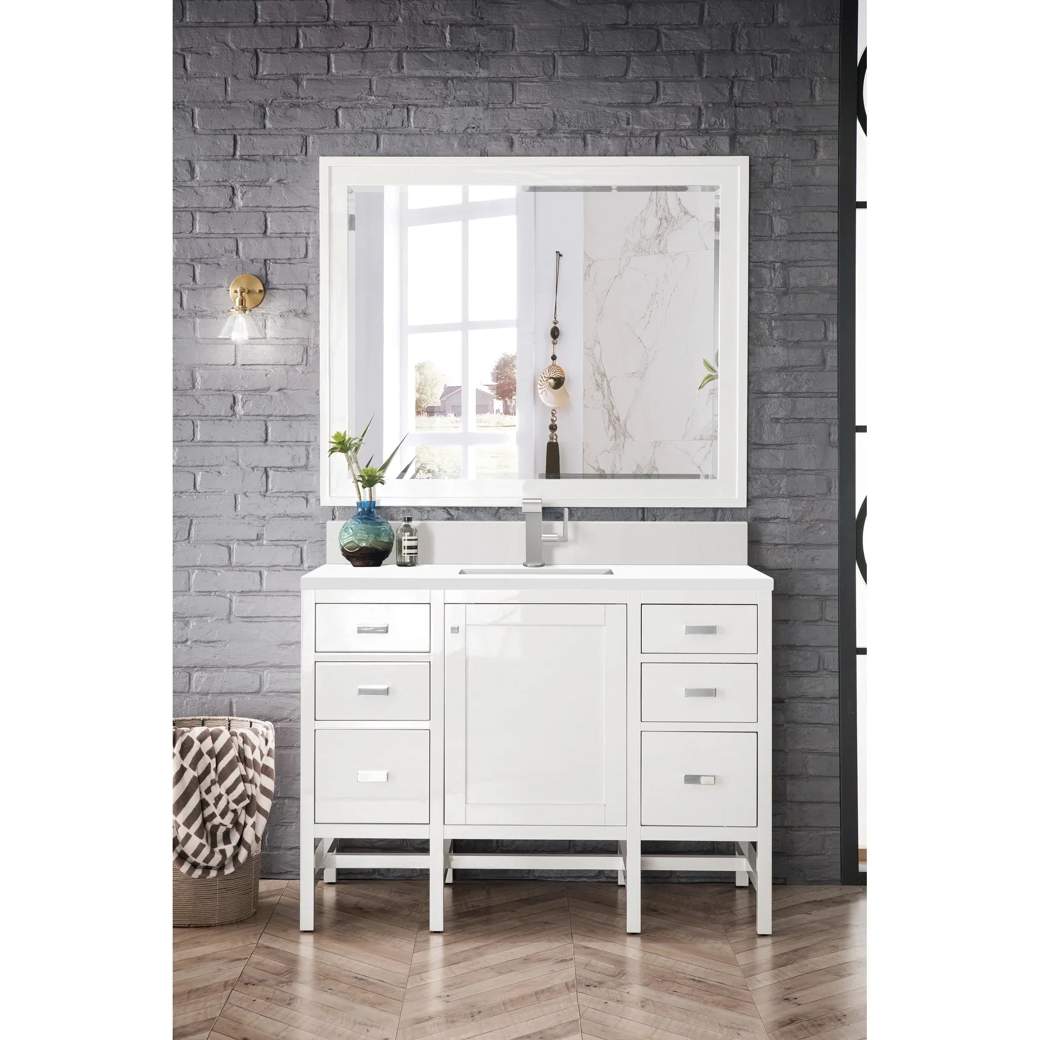 james-martin-e444-v48-gw-1wz-white-zeus-silestone-top-backsplash-single-hole image 1