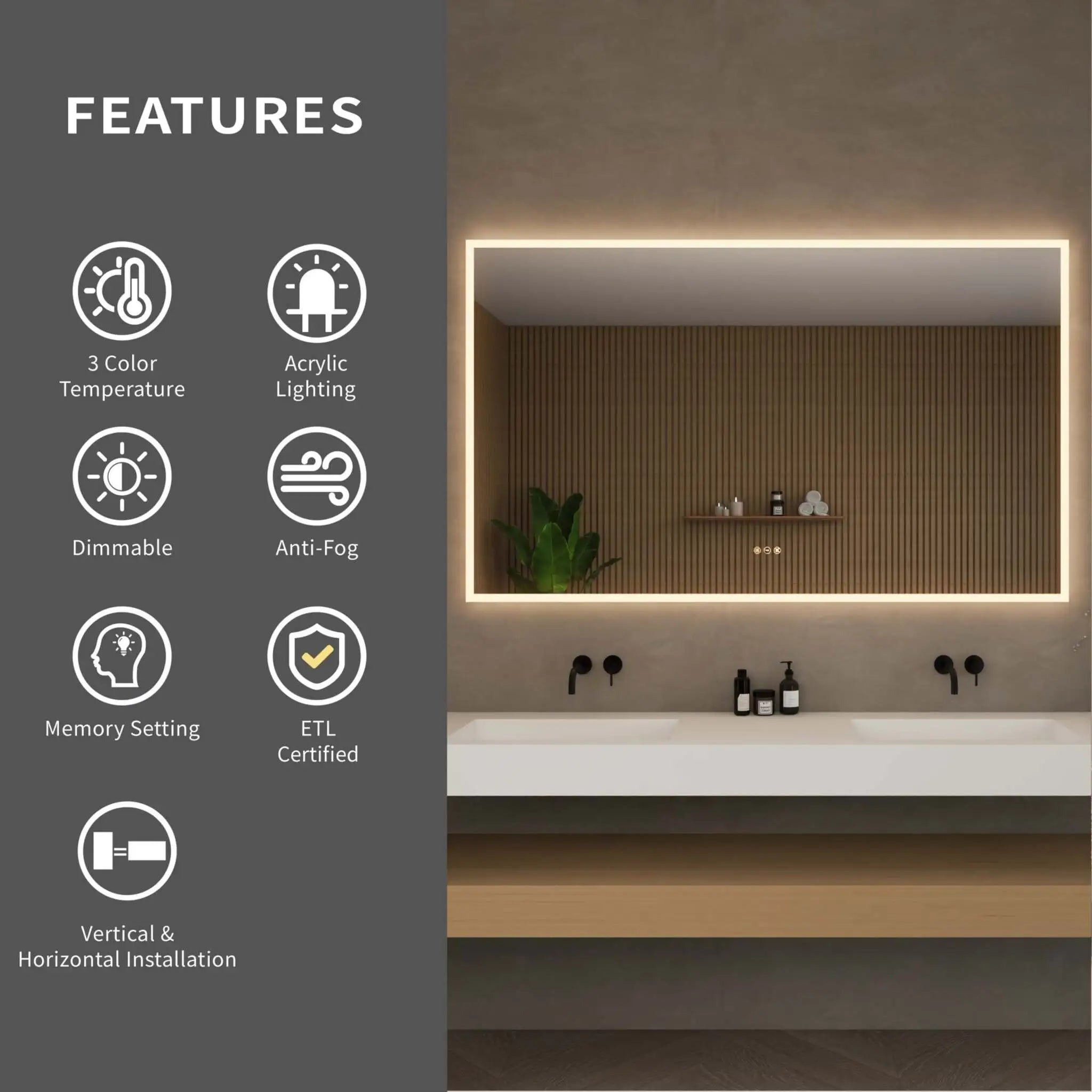 LED Mirror - Element by Wyndham (WCZLEDCHM6036) image 3