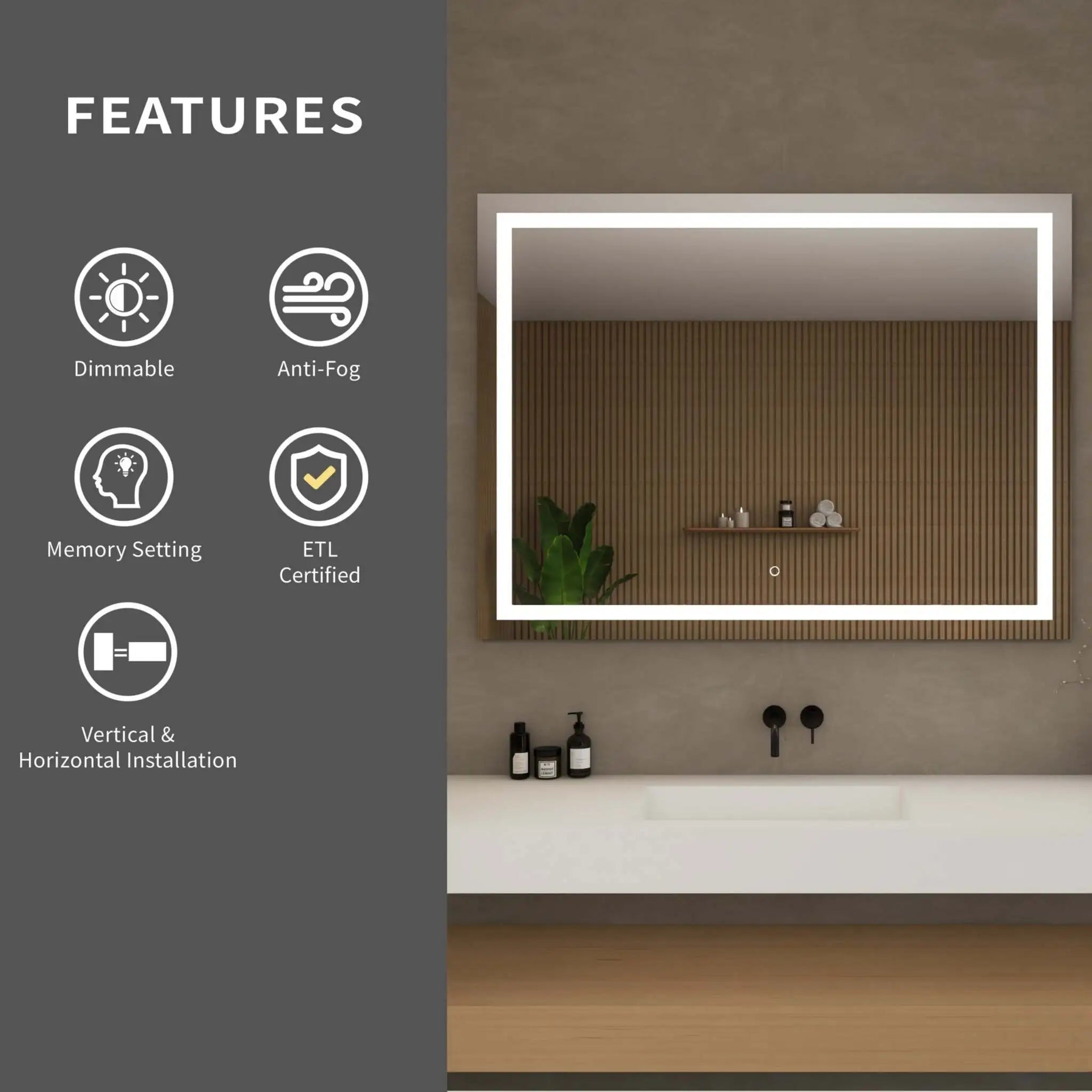 LED Mirror - Lucia by Wyndham (WCZLEDALM4836) image 3