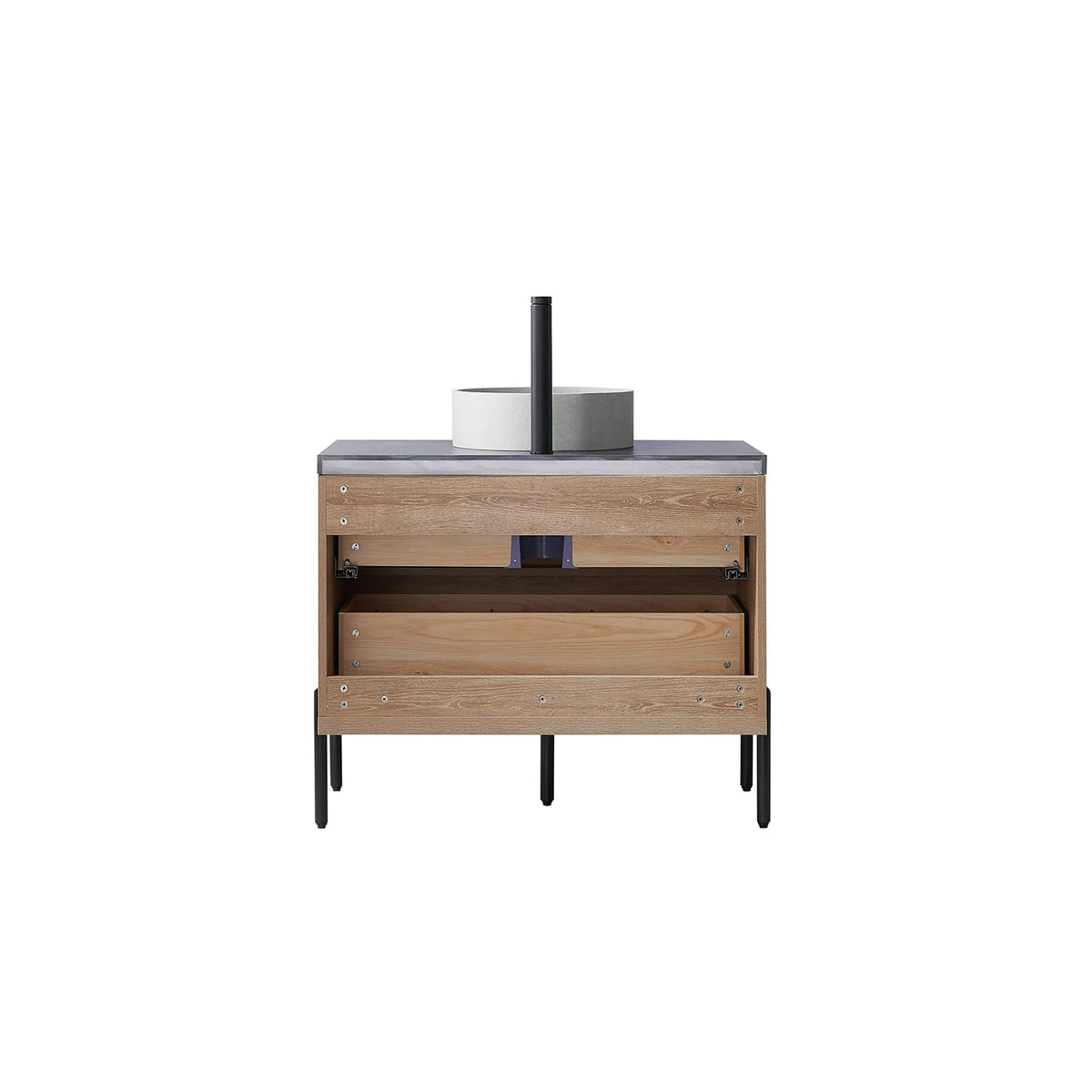 No back panel: open-back construction on legs, shown against white