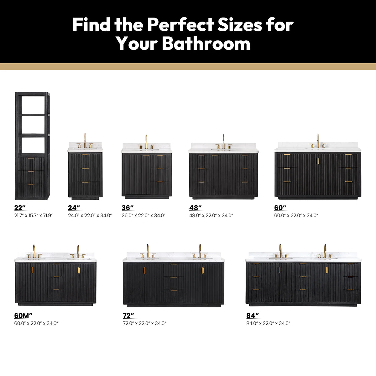 Size comparison chart of every width in the series, singles and doubles