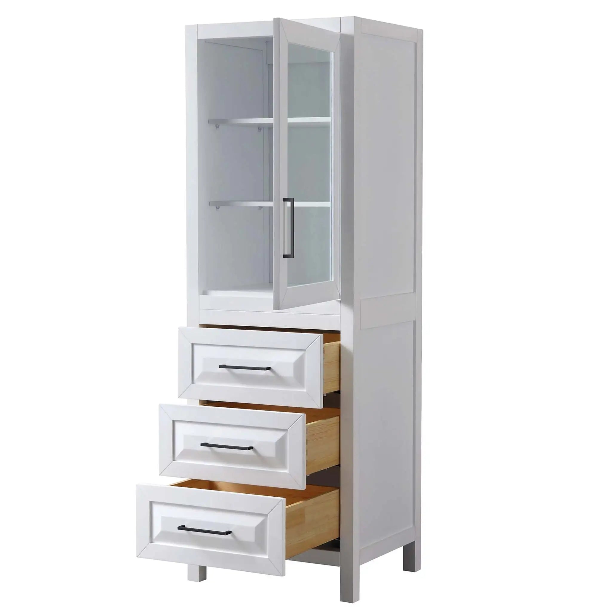 White Bathroom Linen Tower Cabinet - Daria by Wyndham (WCV2525LTWB) image 1