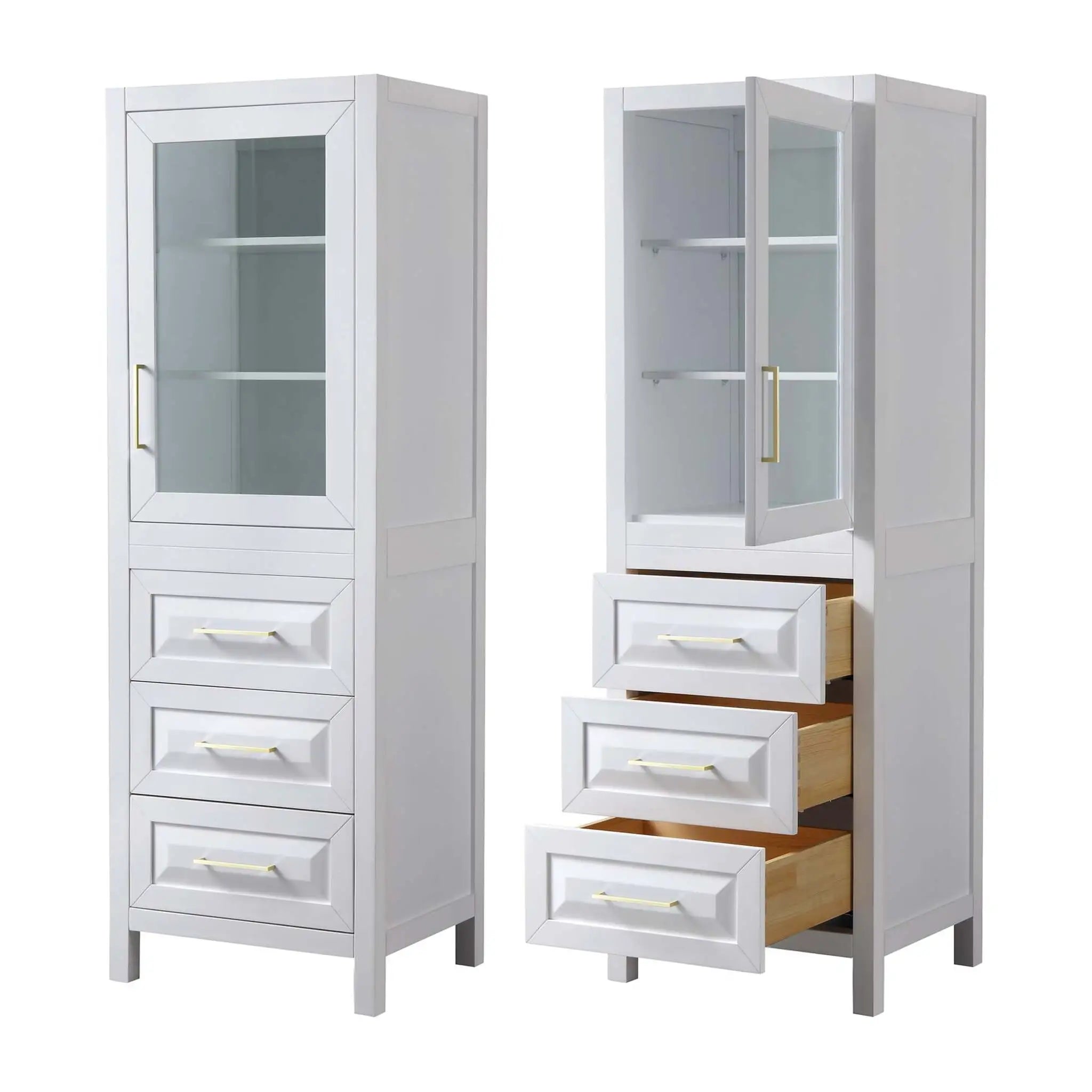 White Bathroom Linen Tower Cabinet - Daria by Wyndham (WCV2525LTWG) image 2