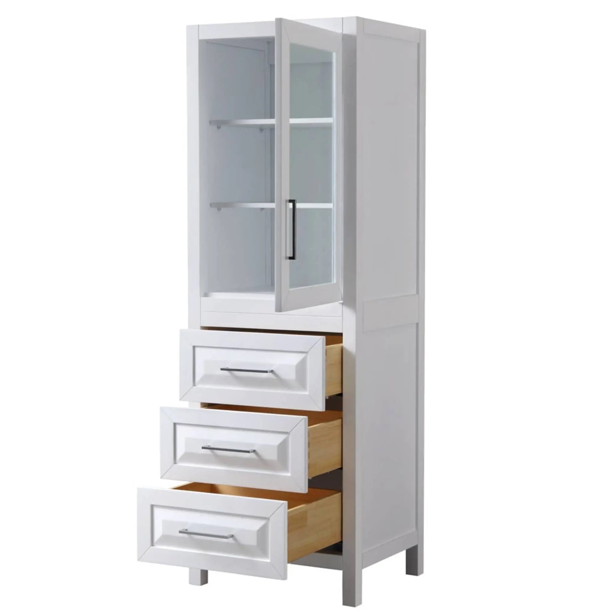 White Bathroom Linen Tower Cabinet - Daria by Wyndham (WCV2525LTWH) image 1