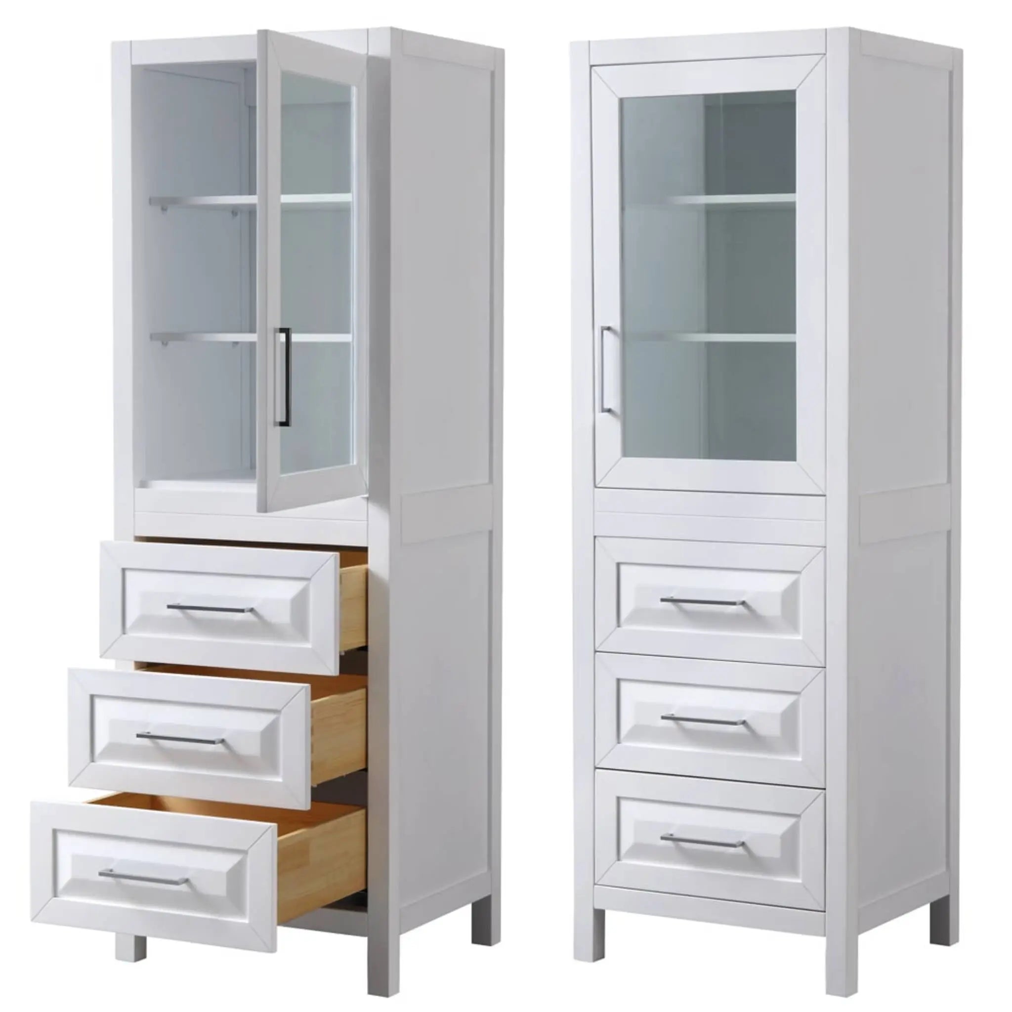 White Bathroom Linen Tower Cabinet - Daria by Wyndham (WCV2525LTWH) image 2