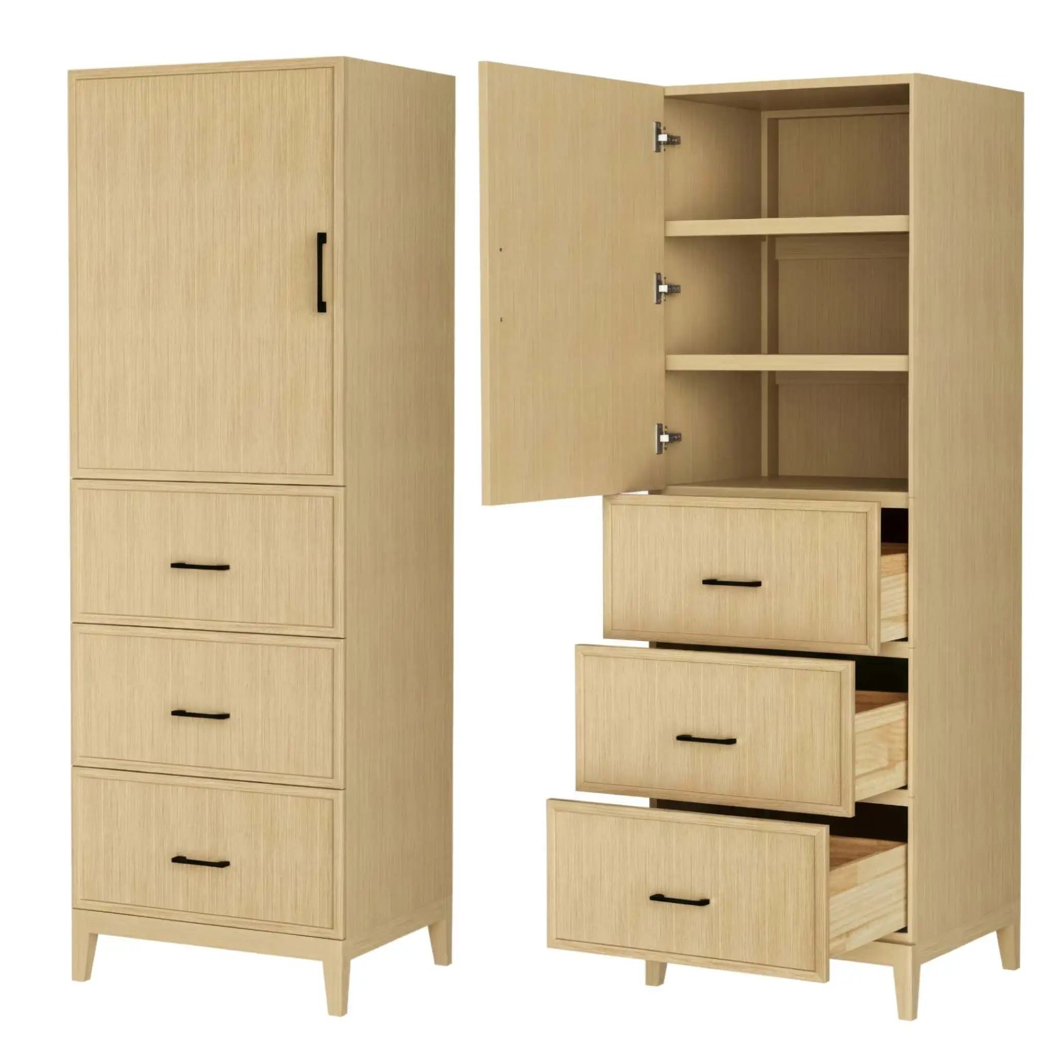 White Oak Bathroom Linen Tower Cabinet - Elan by Wyndham (WCH7171LTHB) image 2