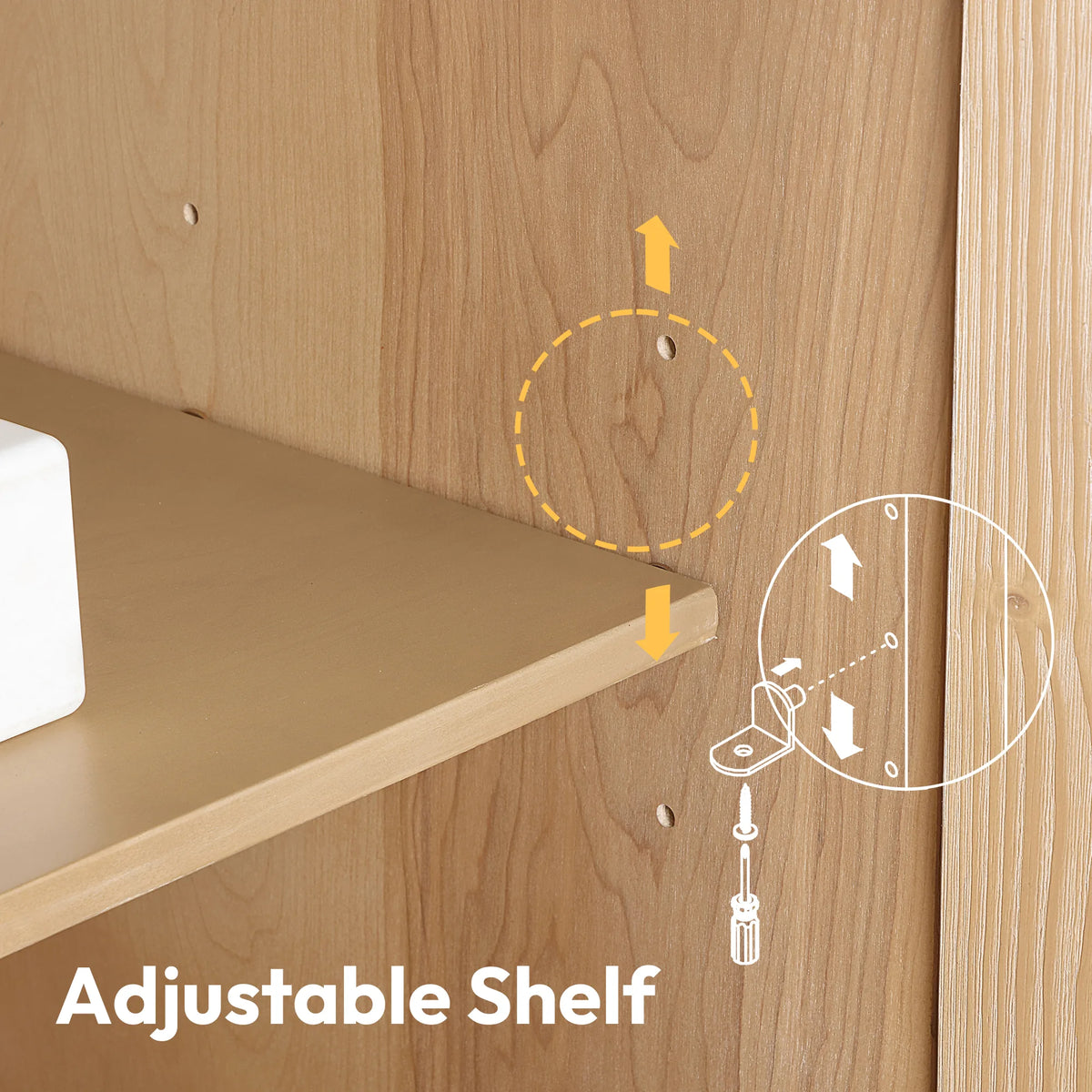 Adjustable shelf graphic showing the shelf pin positions