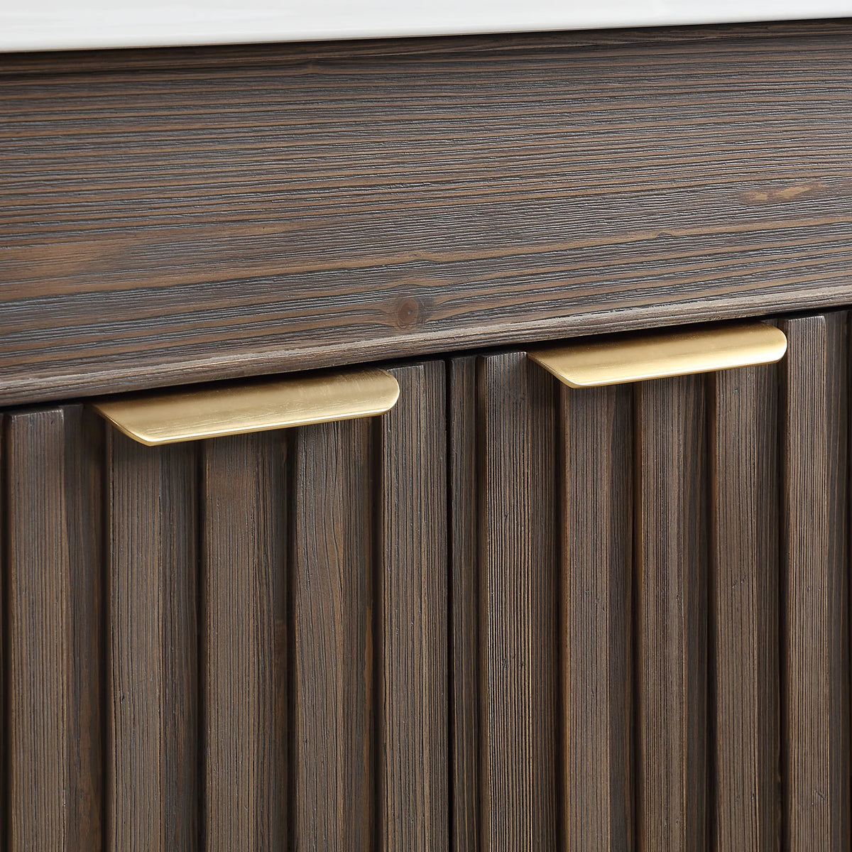 Brushed gold hardware detail, Spruce Aged Brown finish