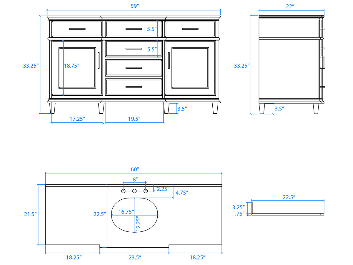 bathroom sink cabinets dimensions