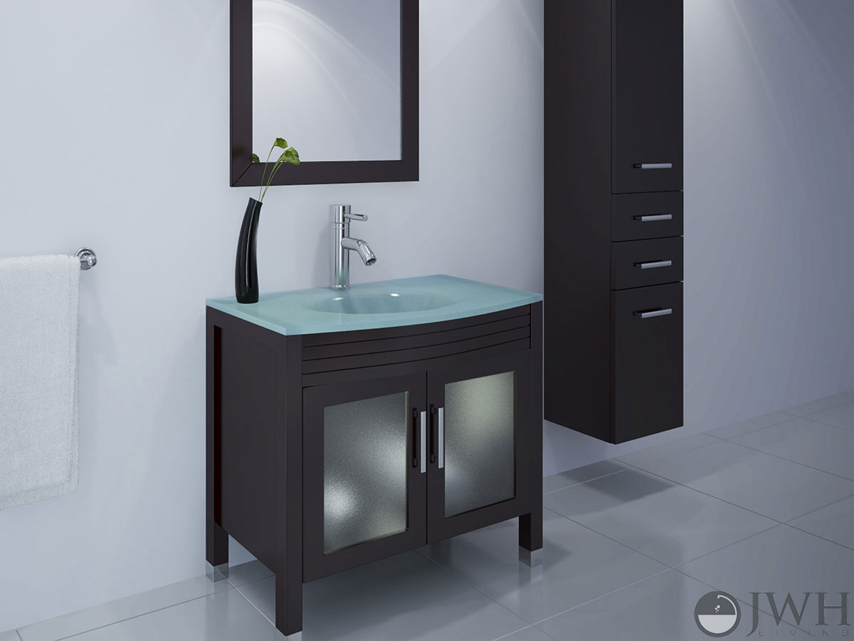 24 Glass Top Bathroom Vanity